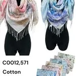 Chusta Damska Kwiatowa Cotton Viscosa z Frędzlami