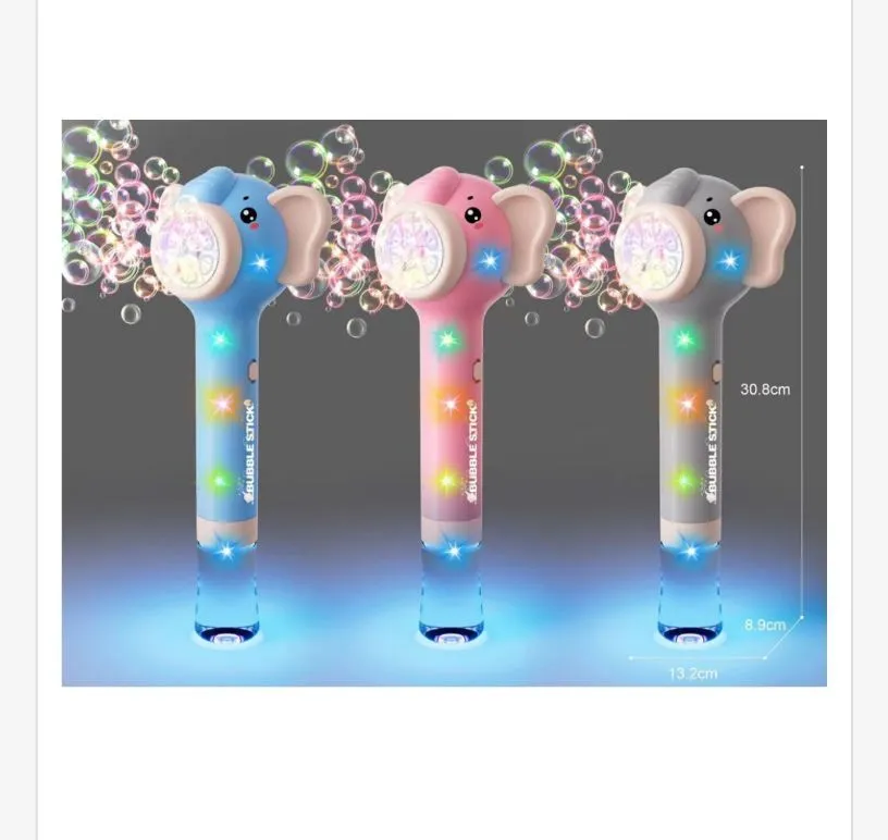 Pistolet do baniek mydlanych słonik LED 30 cm