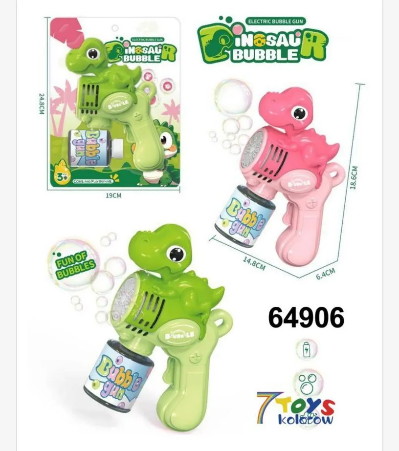 Elektryczny pistolet do baniek dinozaur 64906