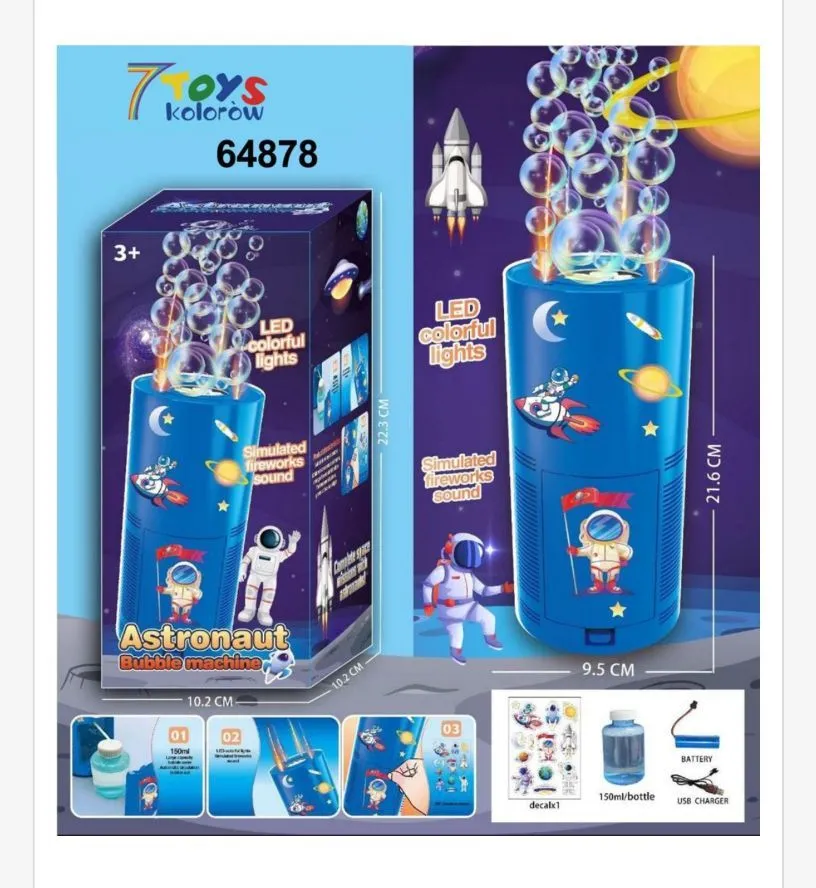 Pistolet do baniek mydlanych LED Astronauta 64878