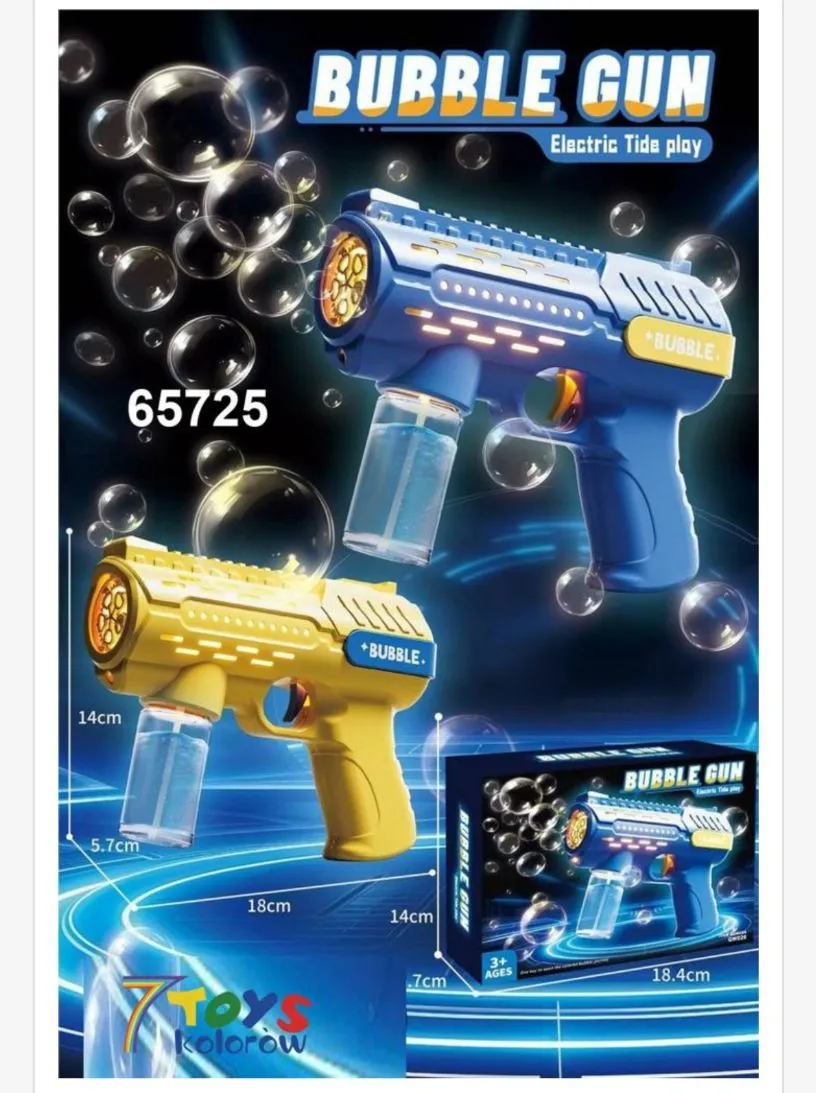 Pistolet do baniek mydlanych elektryczny niebiesko-żółty