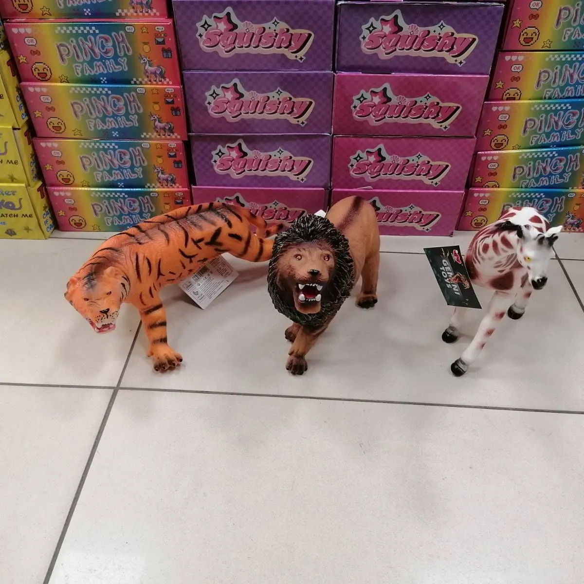 Figurki zwierząt Squishy tygrys lew krowa