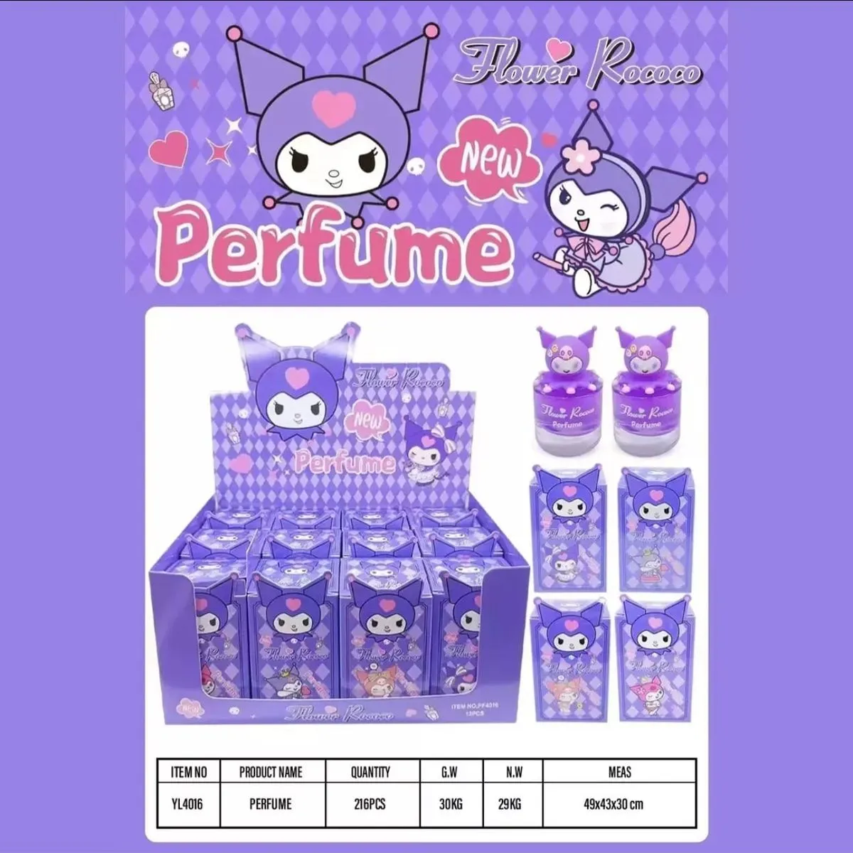 Perfume Kuromi Flower Rococo Fioletowe 30ml 12 szt.