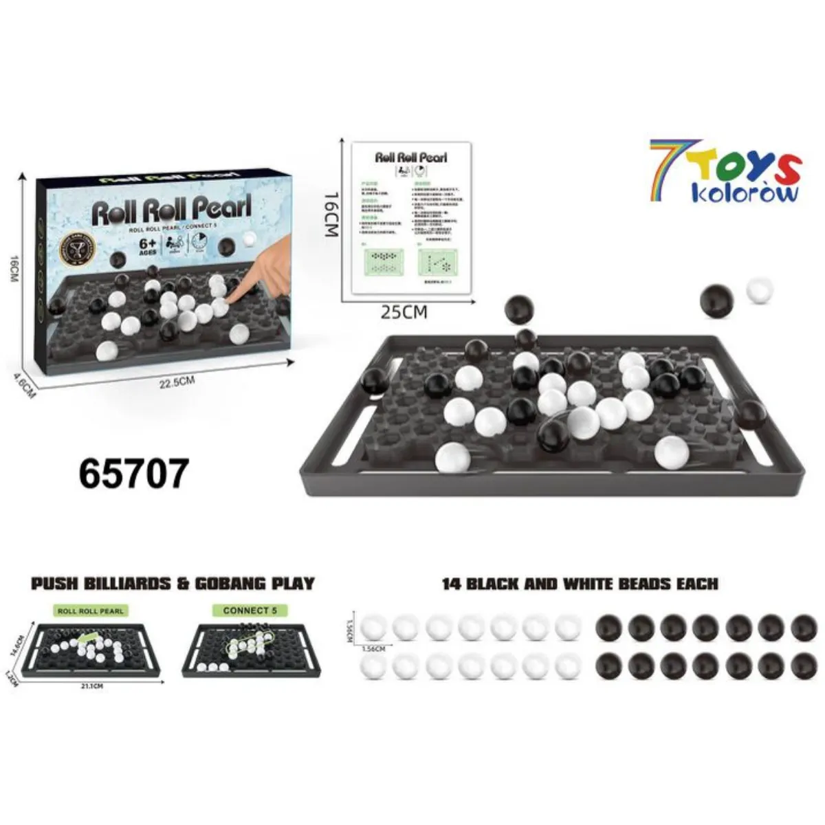 Gra Logiczna Roll Roll Pearl 2w1 Push Billiards Gobang 25cm