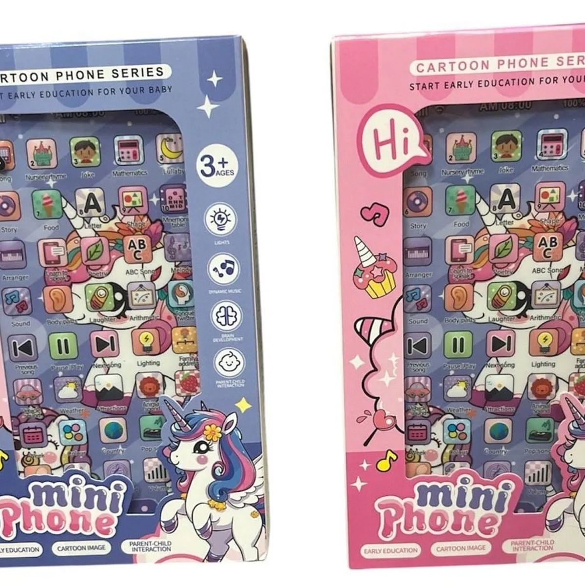 Interaktywny Mini Telefon Jednorożec, Światło i Dźwięk, 12 szt.
