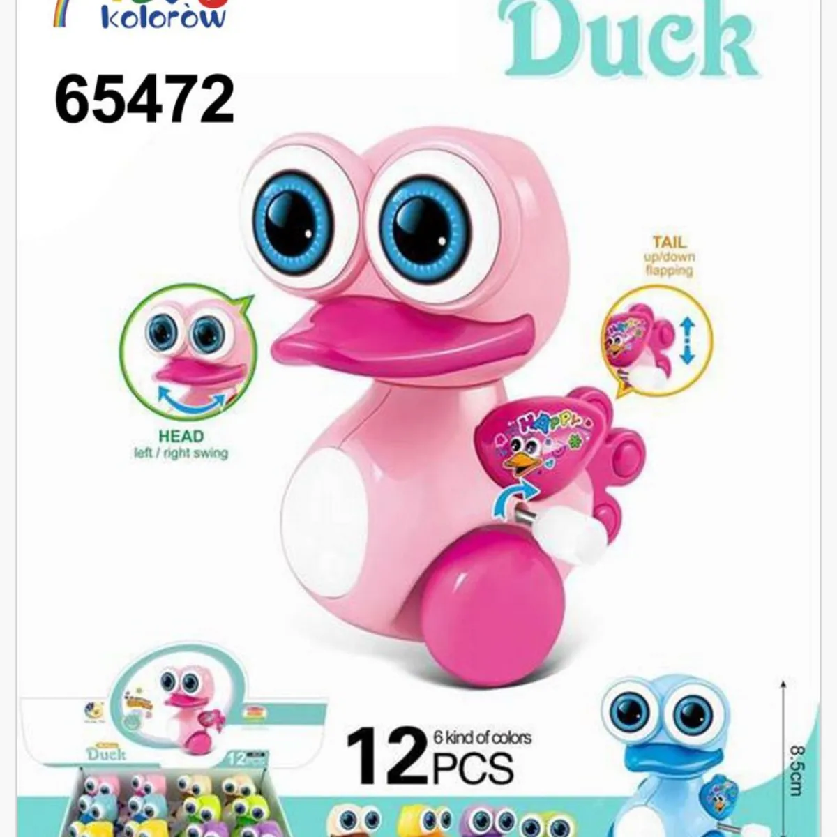 Nakręcana Kaczka Duck Muzyk 8.5cm 12szt 12 kolorów