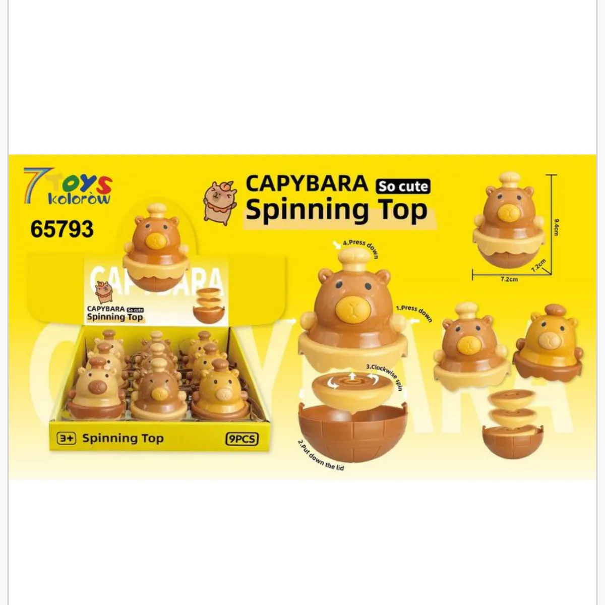 Zabawki Spinning Top Kapibara Bączek 9,4cm 9szt 7Toys
