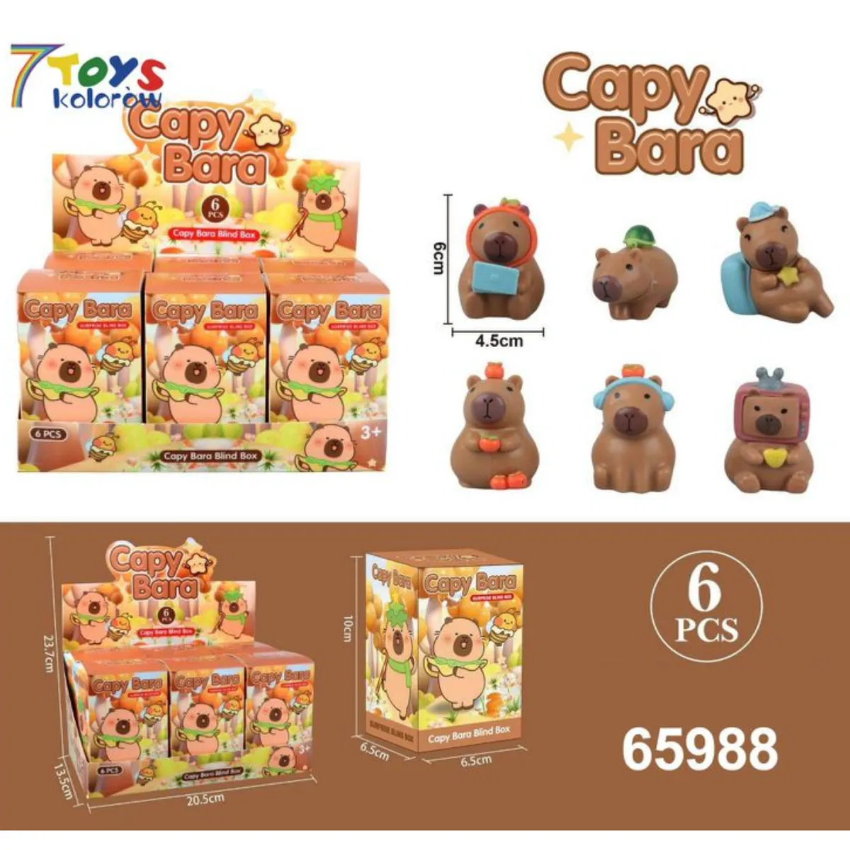 Pudełko Blind Box Figurki Capy Bara 6cm - 12 szt.