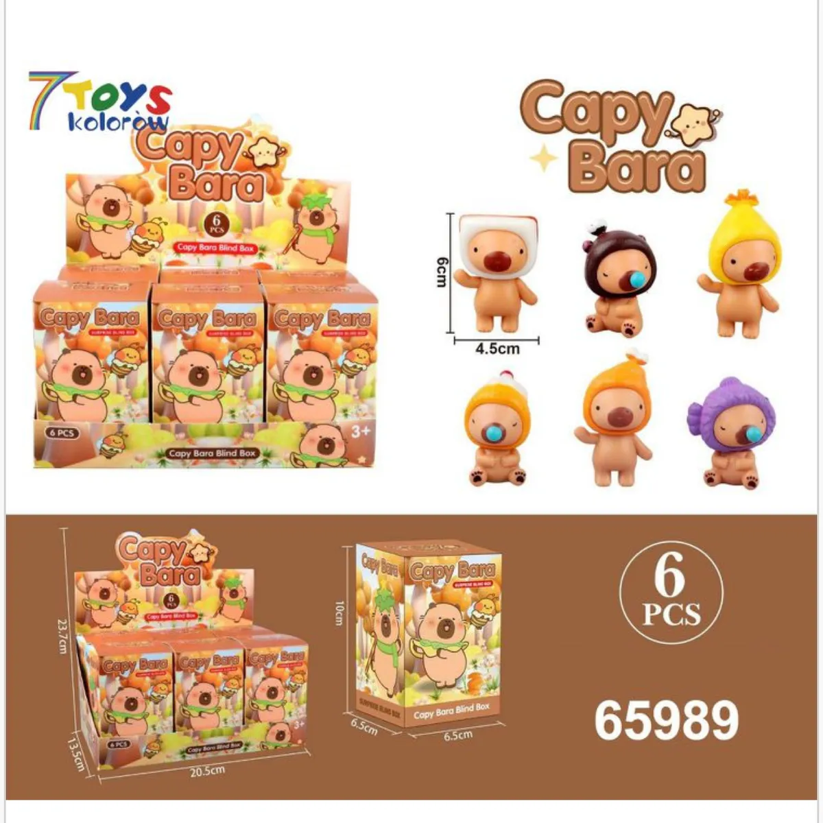 Pudełko Blind Box Figurki CapyBara 6cm - Zestaw 12 szt