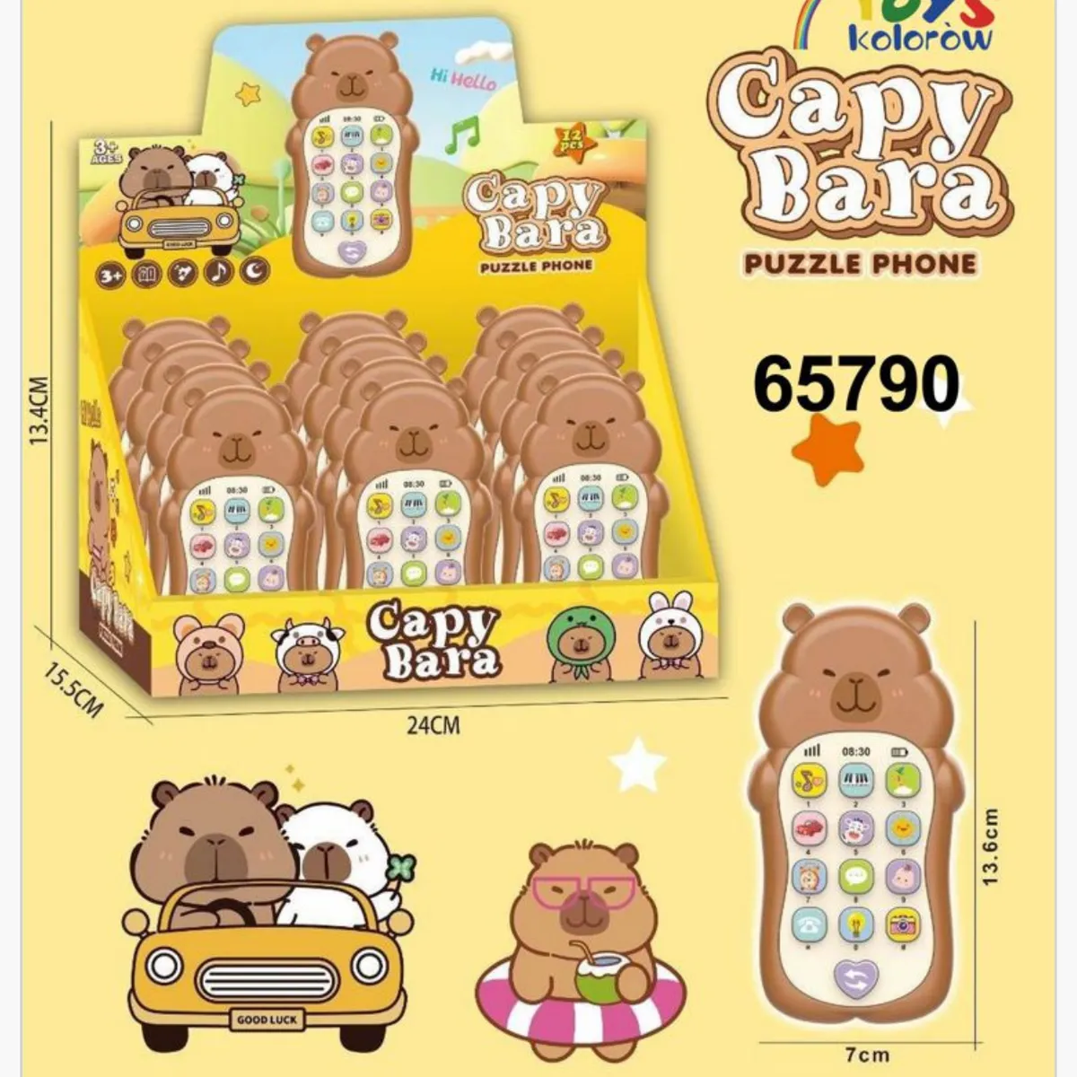 Telefon Zabawkowy Kapibara Puzzle Phone 3+ Brązowy