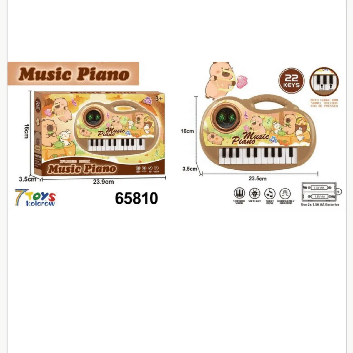 Zabawkowe Piano Kapibara 22 Klawisze 23.5cm Muzyczne GS810