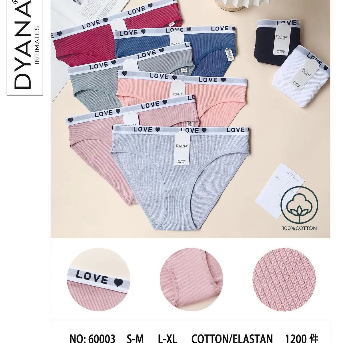 Majtki damskie bawełniane S-XXL, zestaw wielokolorowy