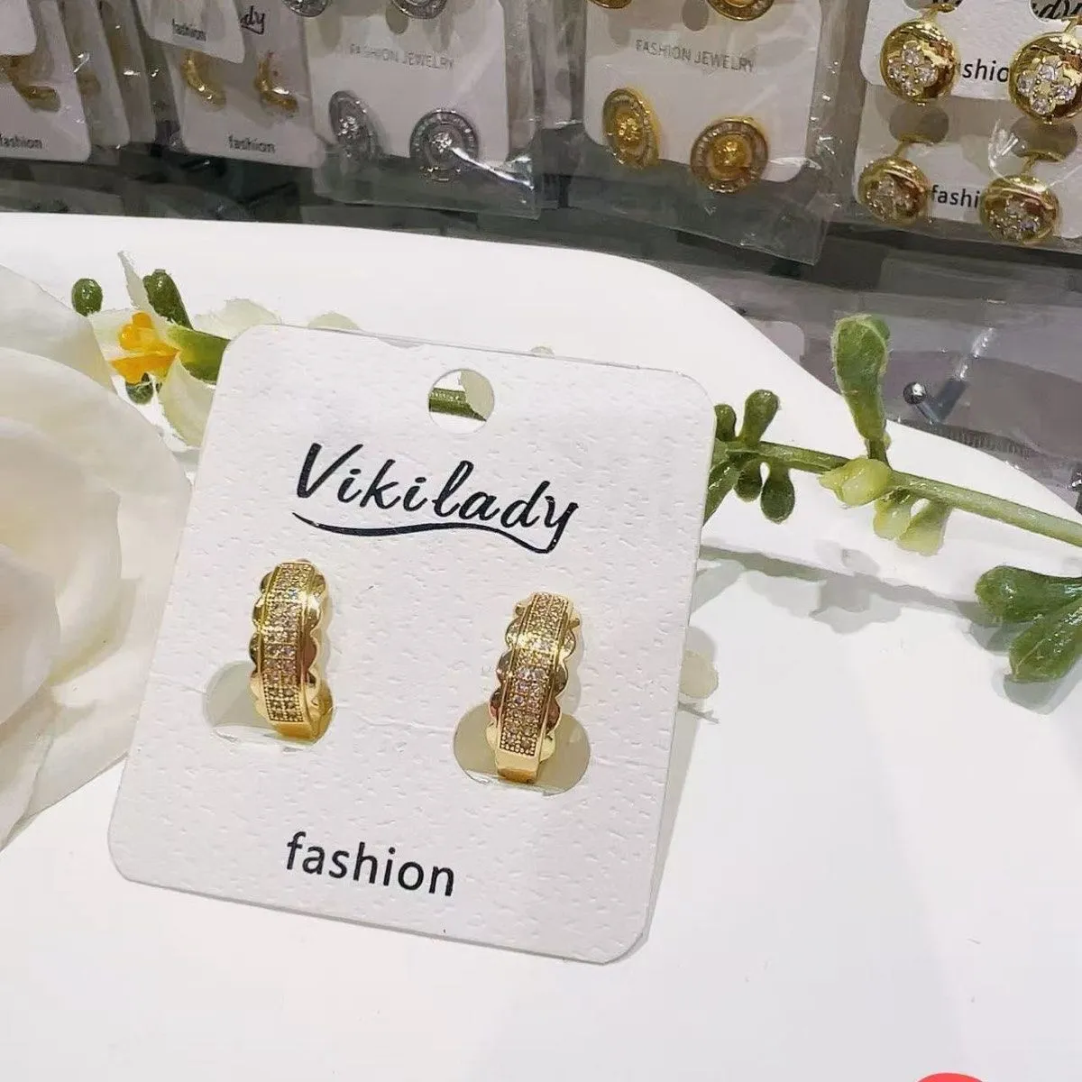 Kolczyki damskie VikiLadi koła złote z cyrkoniami