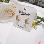 Kolczyki damskie wkrętki z cyrkoniami złoty kolor