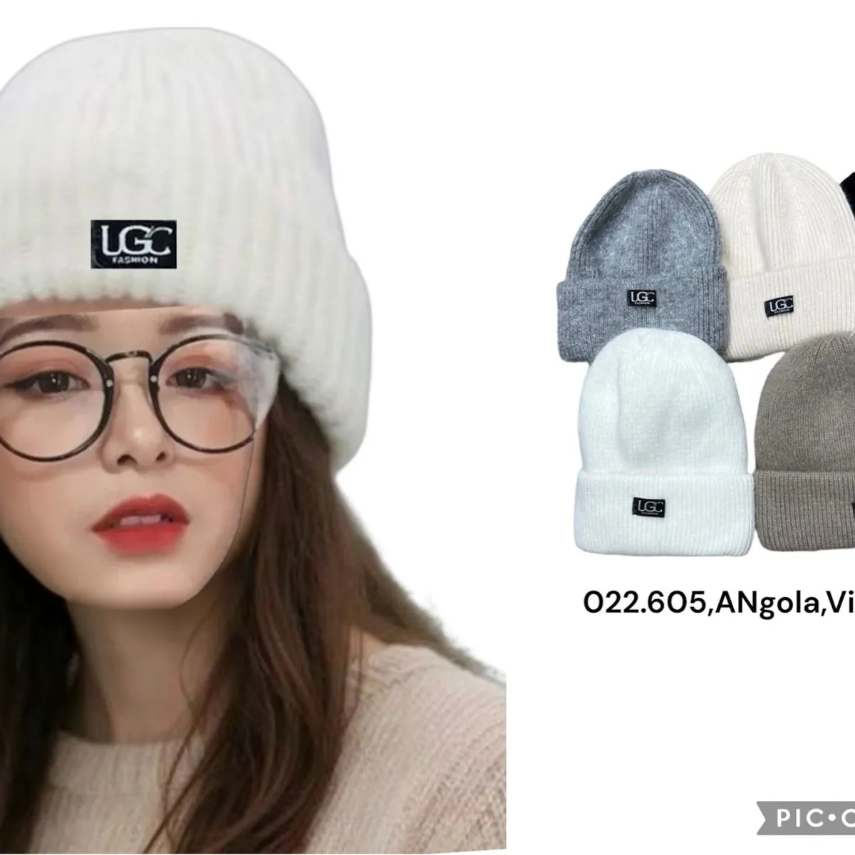 Czapki damskie beanie UGG biały/szary/czarny O22605