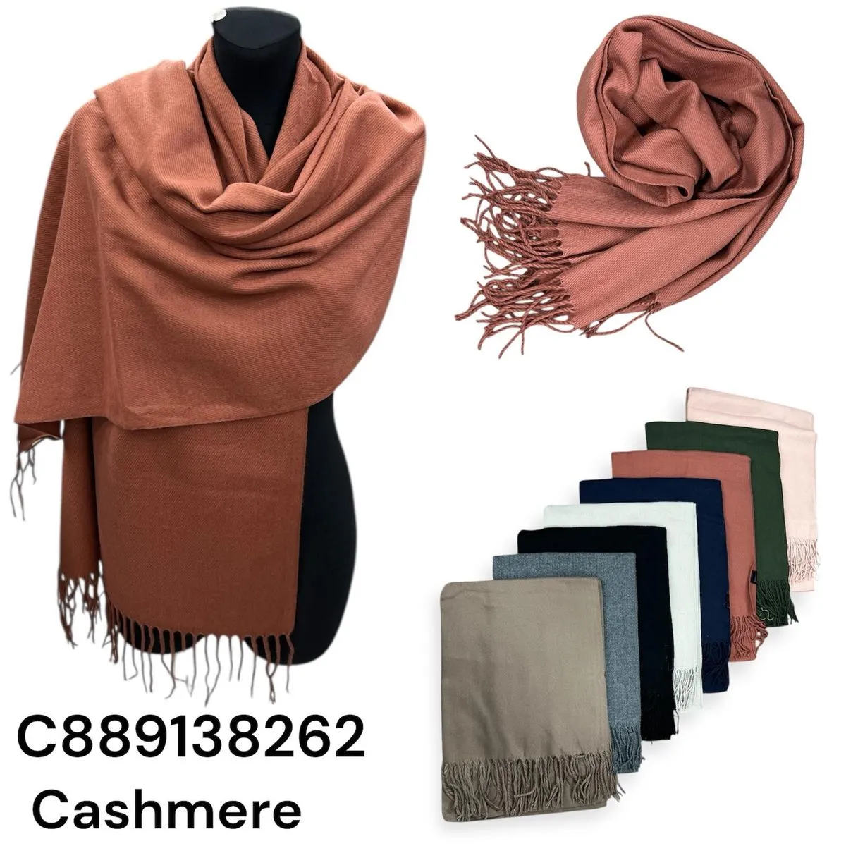 Szaliki damskie z frędzlami Cashmere C889138262