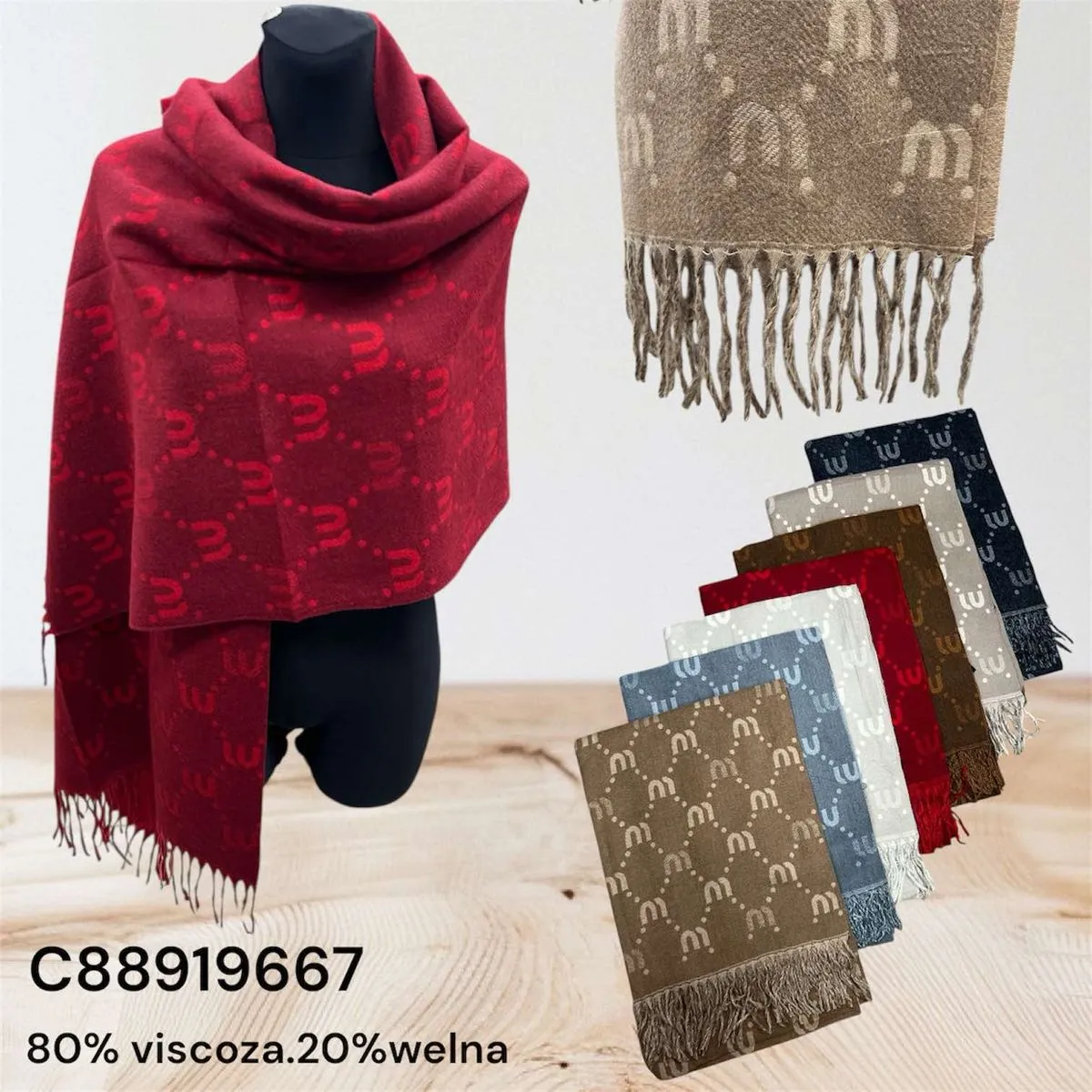Szaliki damskie viscose 80% wełna 20% C88919667