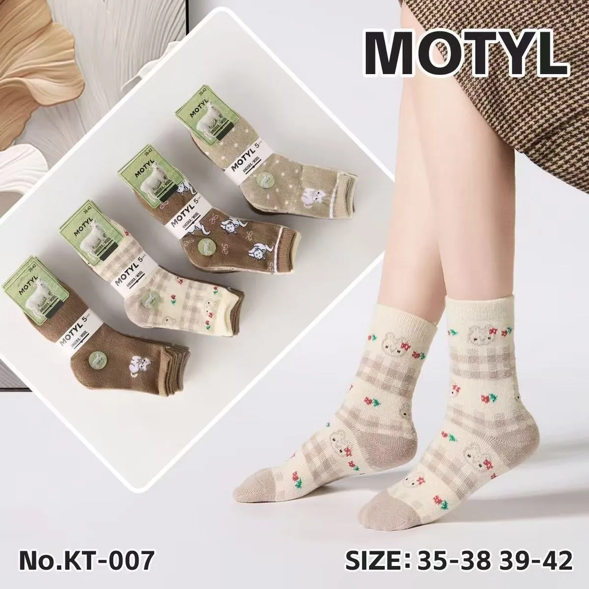 Skarpety damskie Motyl z królikami 4 pary roz. 35-38-39-42