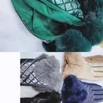 Rękawiczki damskie z futerkiem, wzór quilted
