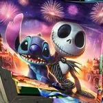 Poszewka 40x40cm Stitch i Jack Skellington