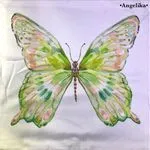 Poszewka 40x40cm z motywem motyla zielono-różowego