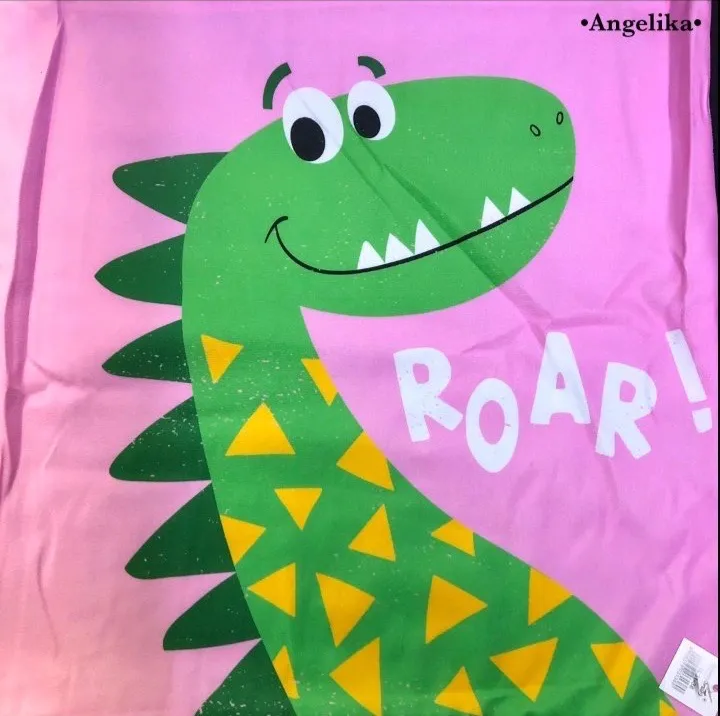 Poszewka 40x40cm Dino Zielony na Różowym Angelika
