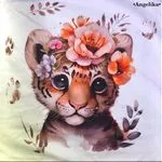 Poszewka 40x40cm Tygrysik z kwiatami Angelika