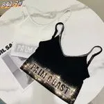 Biustonosz damski Palm Blast biały i czarny ze strassami