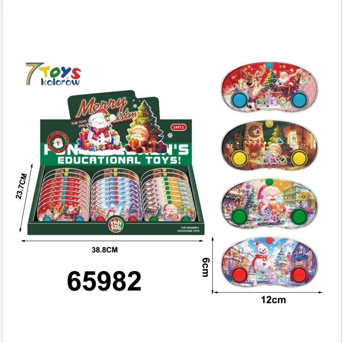 Gra Wodna Edukacyjna 7Toys Kolorowa 12x6cm Bożonarodzeniowa