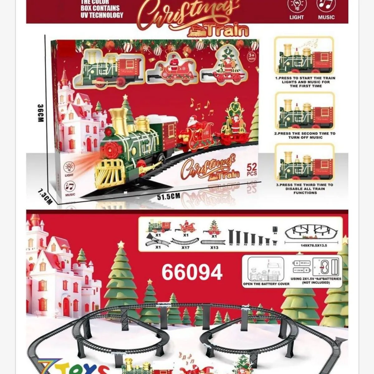 Zabawka Christmas Train Elektryczny Tor Kolejowy 85 cm
