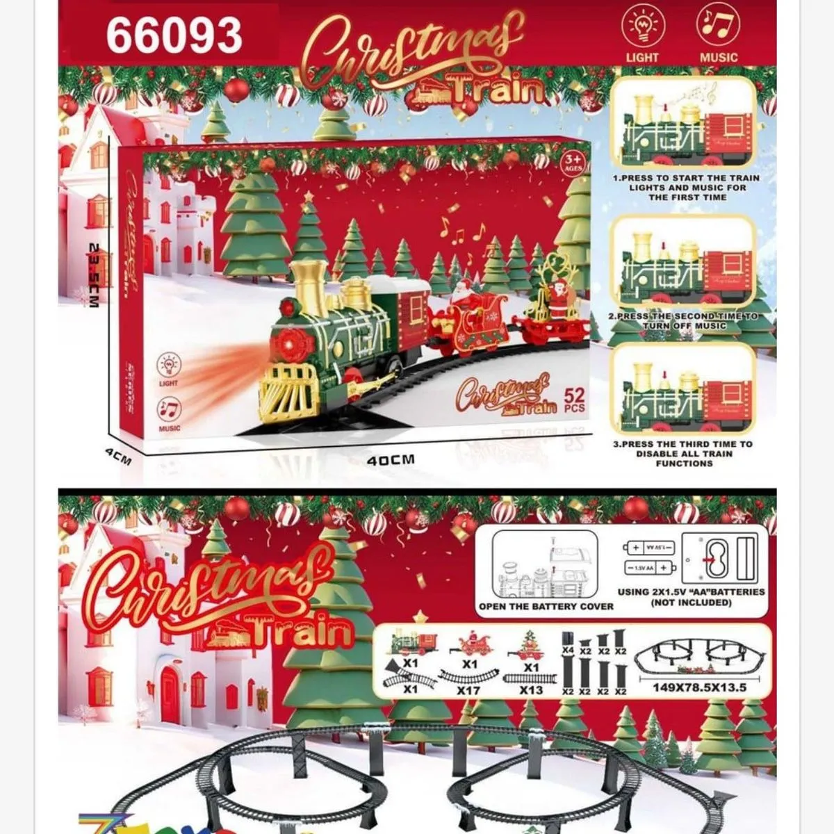Zabawka Christmas Train ze światłem i muzyką 40cm
