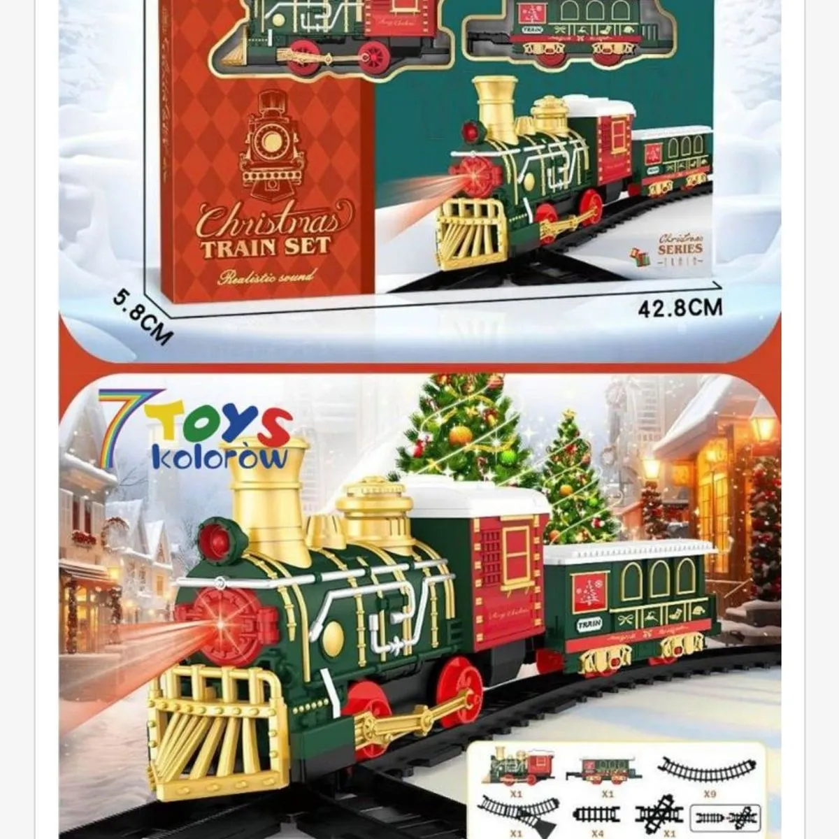 Zabawka Christmas Track pociąg z torami 25x8x42.8 cm