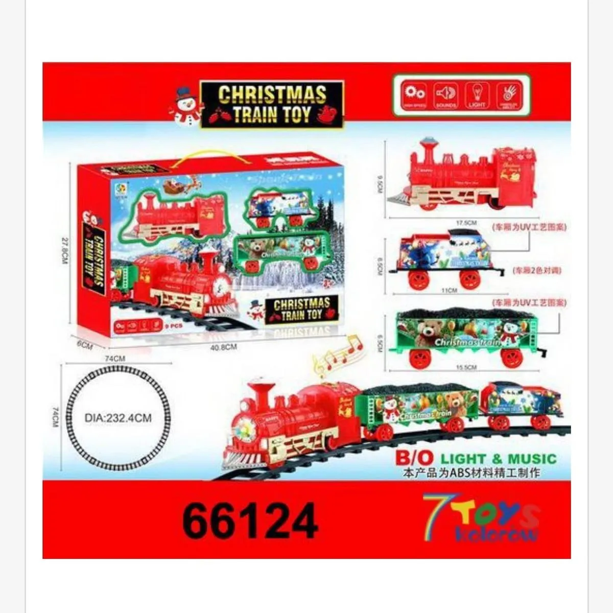 Zabawka Christmas Train Toy ze światłem i muzyką
