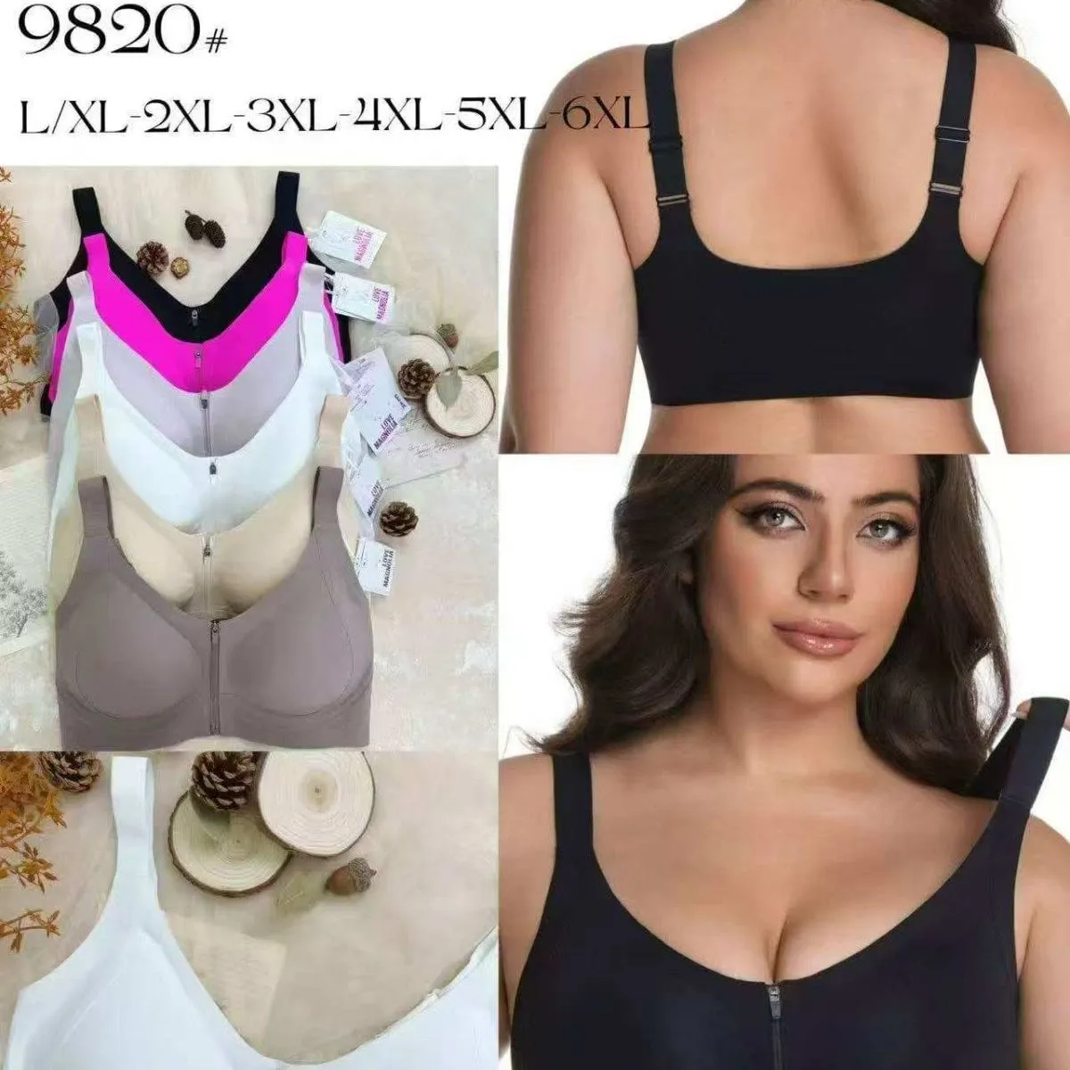 Biustonosz damski Magnoliai 9820 L-6XL z zamkiem