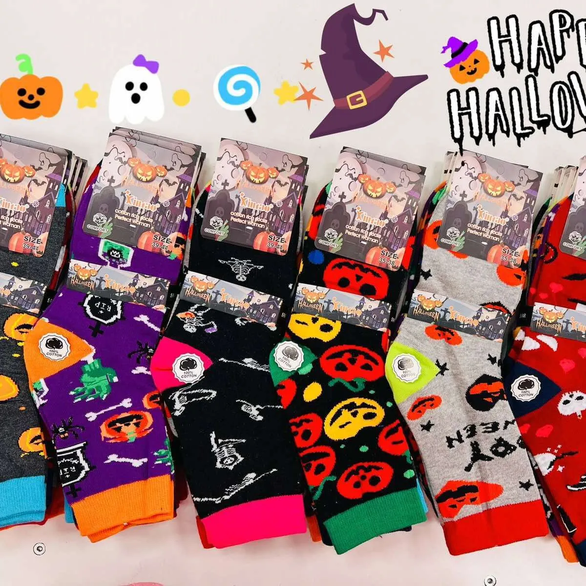 Skarpetki dla dzieci Halloween wzory 40 szt