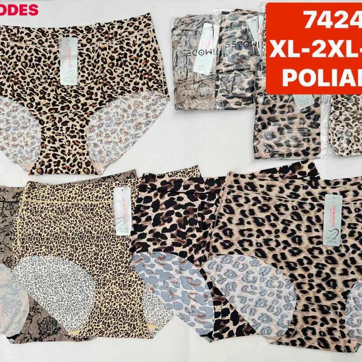 Majtki damskie XL-2XL-3XL wzór leoparda poliamid