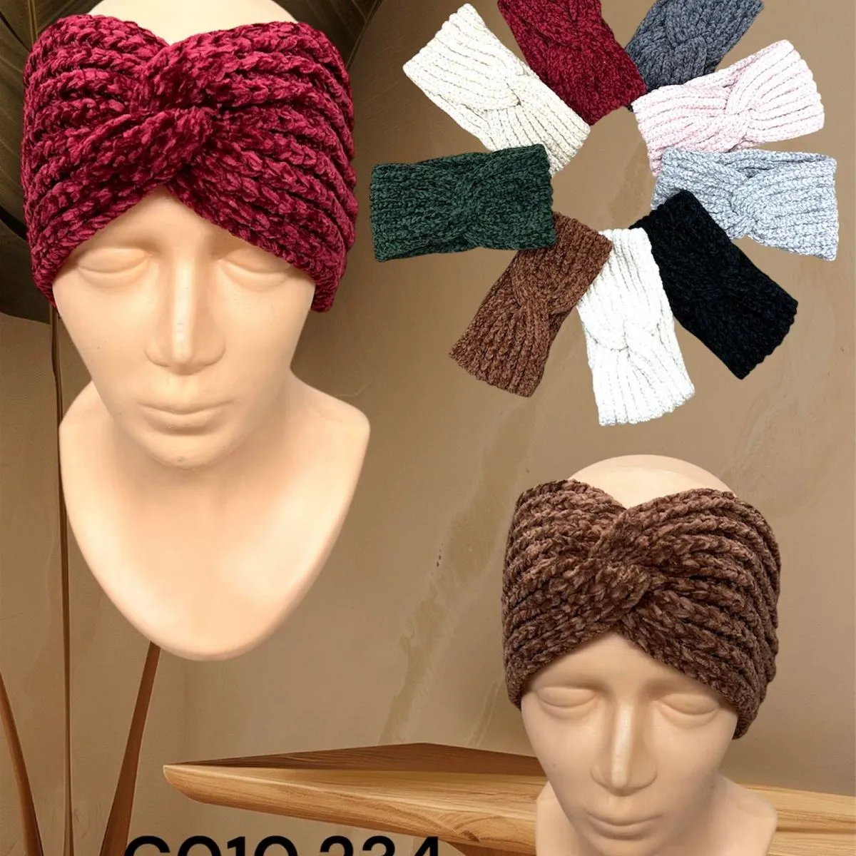 Opaski damskie dzianinowe twisted w 8 kolorach