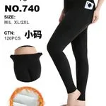 Leggingsy damskie NO.740 M/L XL/XXL czarne z kieszenią