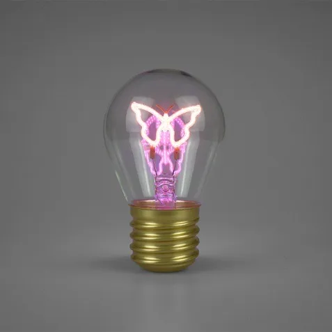 Lampka LED neonowa motylek różowy
