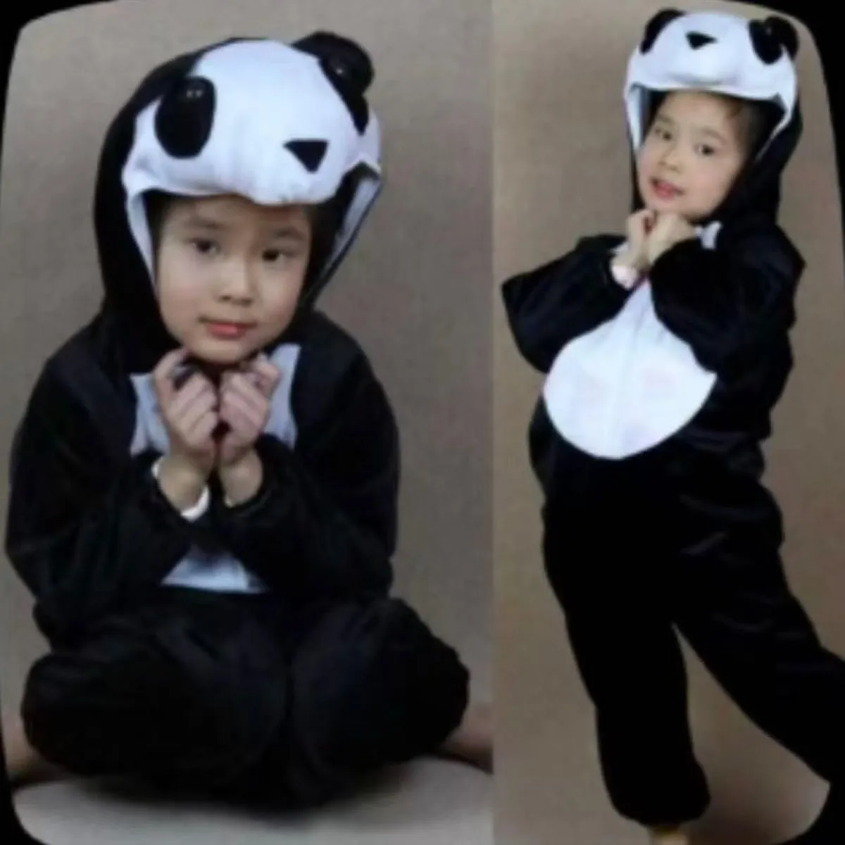 Kombinezon panda dla dzieci z kapturem
