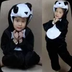 Kombinezon panda dla dzieci z kapturem