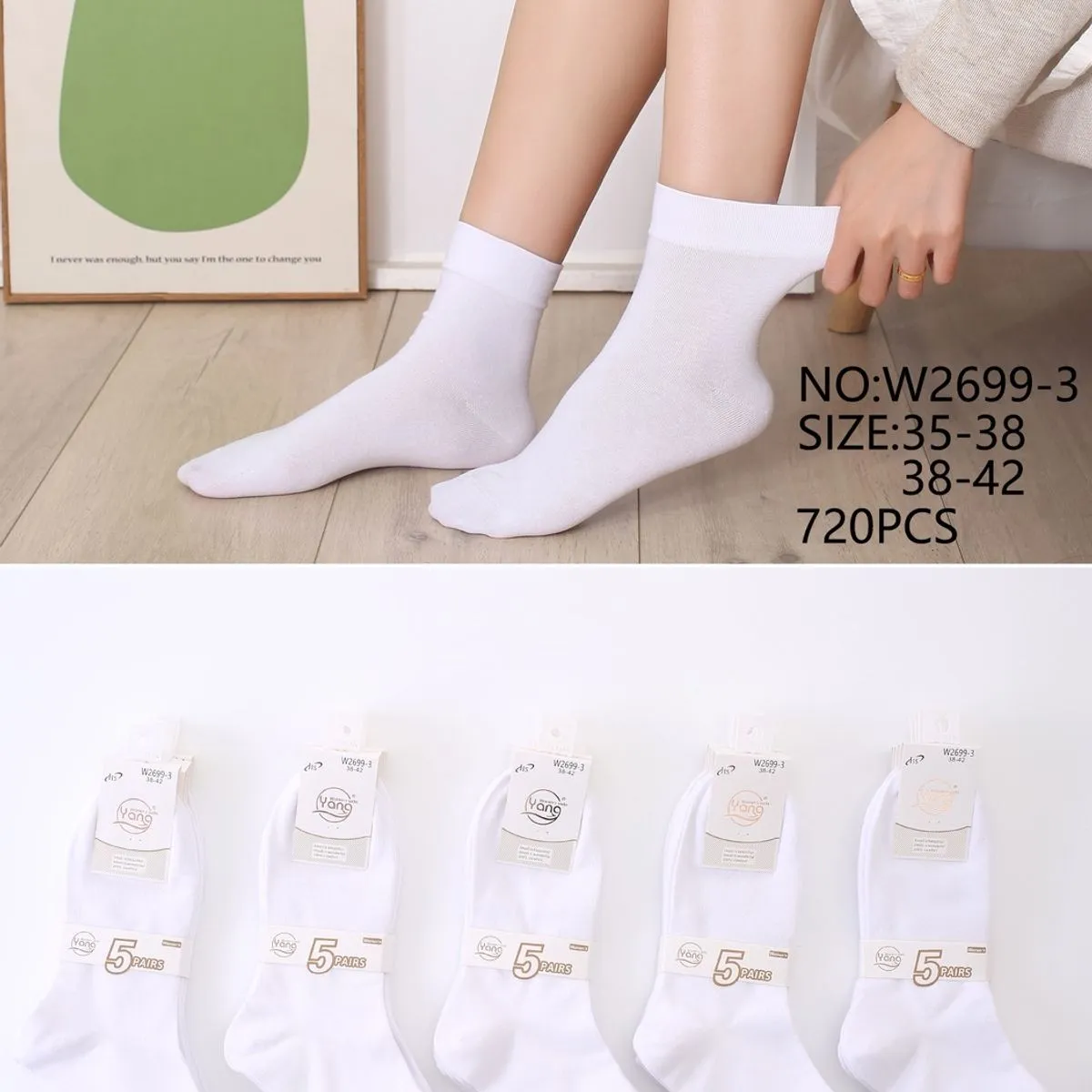 Skarpetki damskie białe Hang's Sock NO-W269 rozmiar