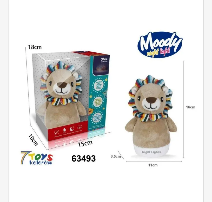 Pluszak Lew Night Light Moondy 18 cm ze światłem