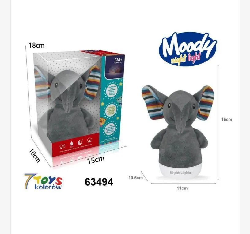 Pluszak Słoń Night Light Moodydy 18 cm z podświetleniem