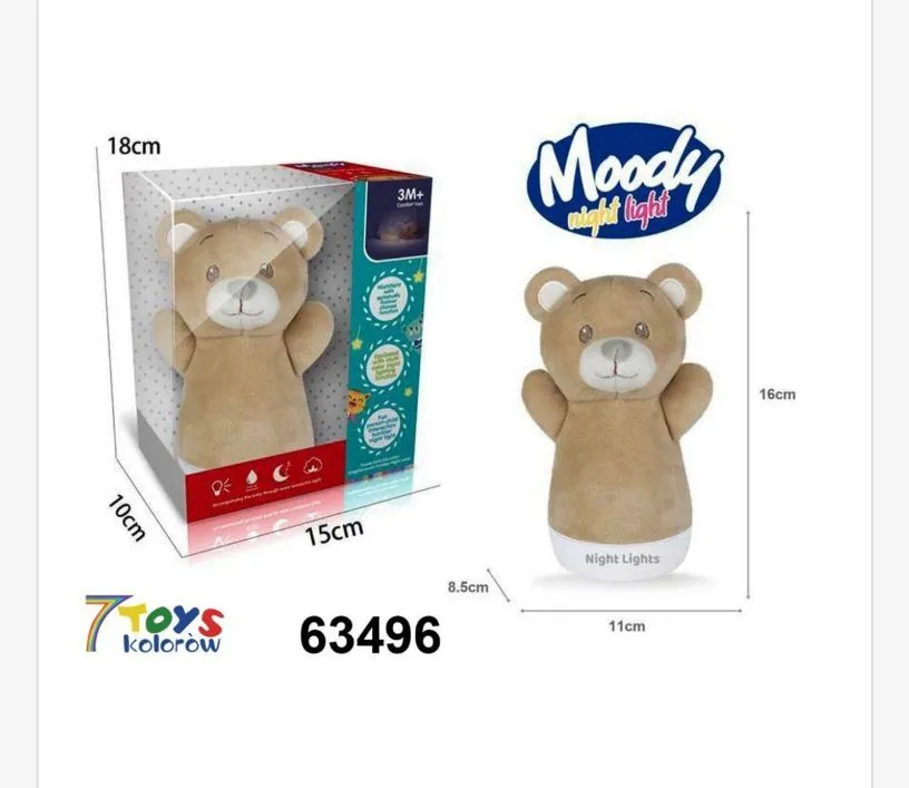 Moody Night Light Pluszak Miś 18cm z podświetleniem