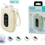 Power Bank 10000mAh z wyświetlaczem LED beżowy