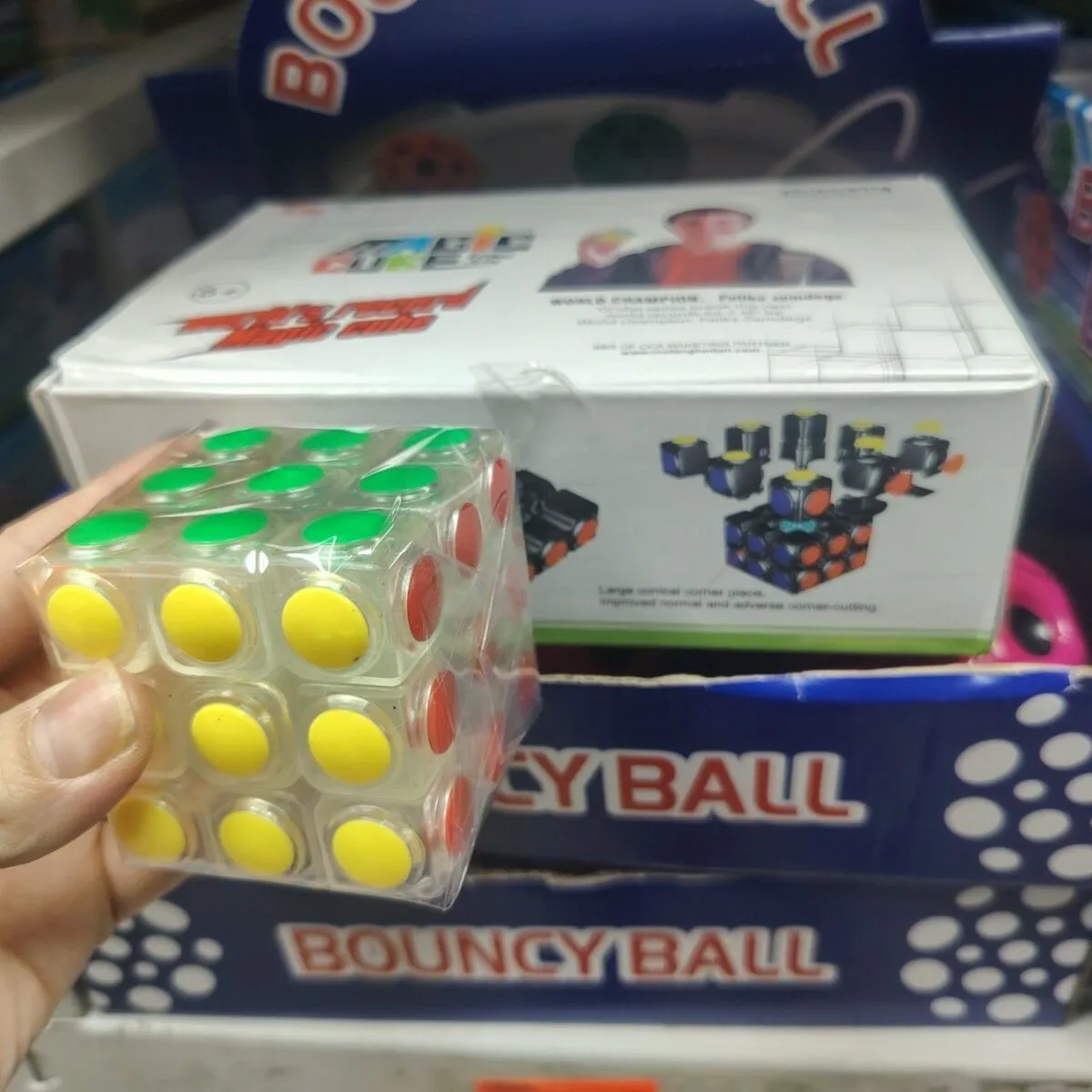 Kostka Rubika Bouncy Ball 3x3 przezroczysta z kulkami
