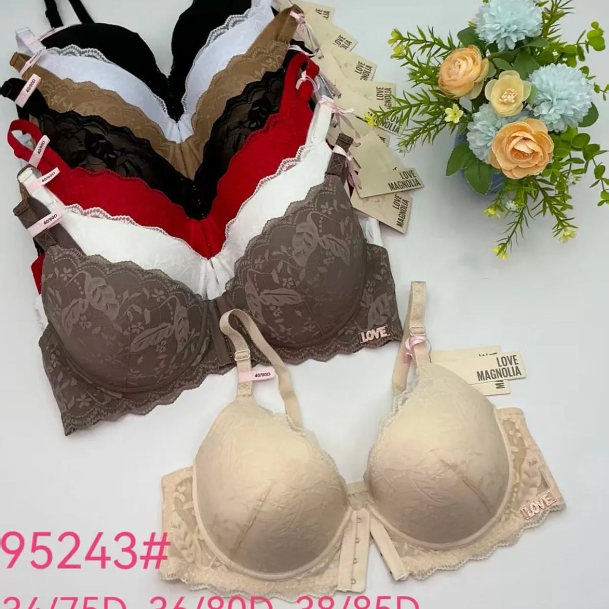 Biustonosz damski push-up koronkowy 34/75D-44/100D
