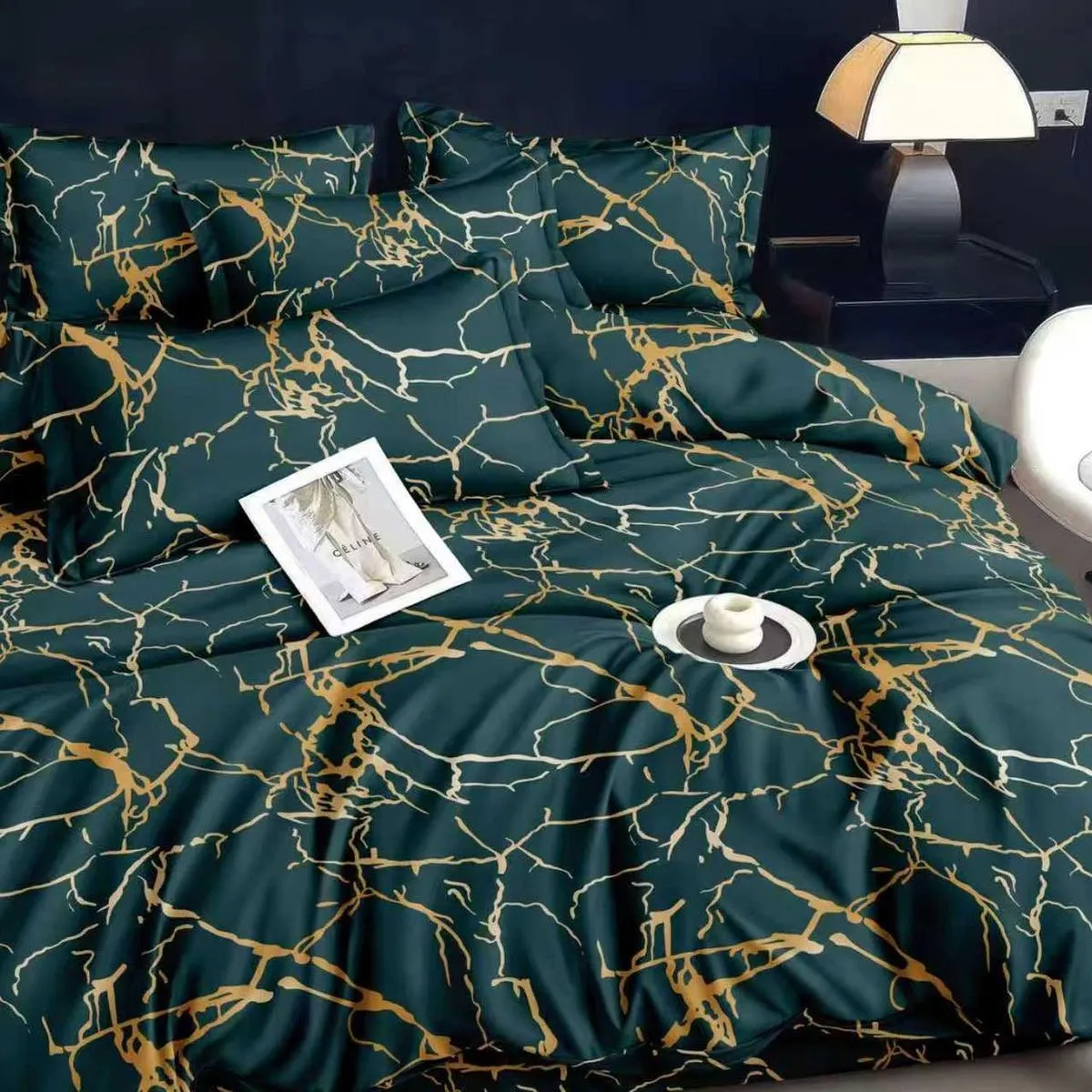 Komplet Pościel 3D 3CZ 160/200 zielony marmur