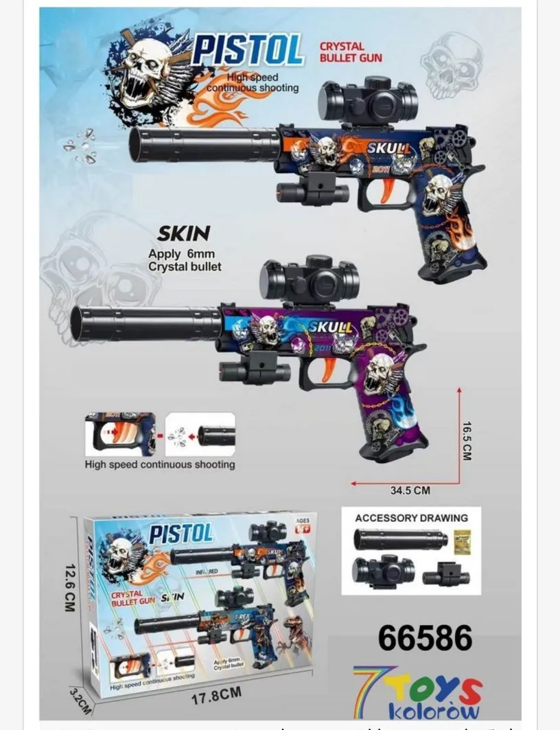 Pistolet na kulki Crystal Skin Skull 17.8cm